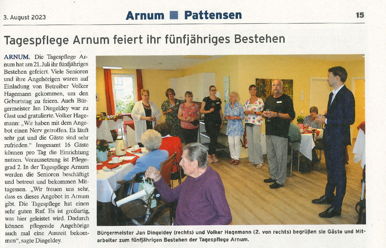 Zeitungsbericht zum Jubiläum