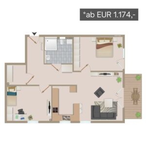 Wohnungsumriss 2 Betreutes Wohnen in Linnich Am Mühlenteich