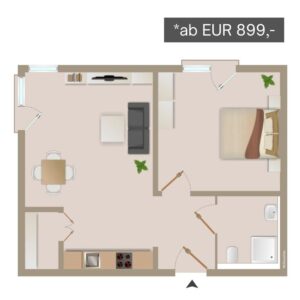Wohnungsumriss 2 Betreutes Wohnen in Schwerin
