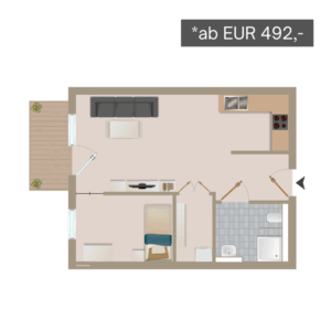 Der Grundriss von Wohnung 1 in Clarholz