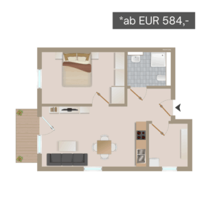 Der Grundriss von Wohnung 2 in Clarholz