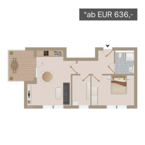 Der Grundriss von Wohnung 3 in Clarholz