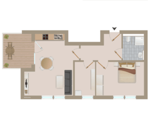 Der Grundriss von Wohnung 3 in Clarholz